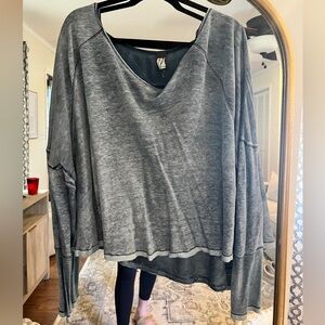 Blue wash free people top